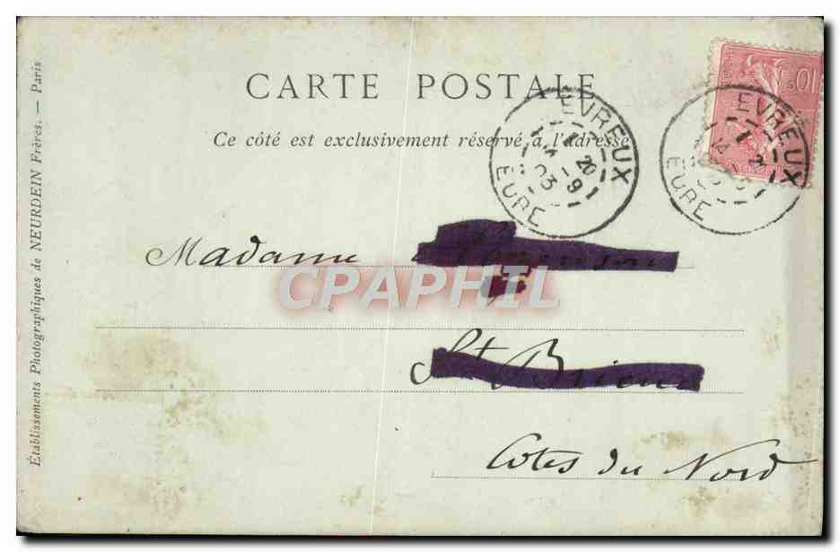 CPA Evreux La Rue Grande Pharmacie  — Back