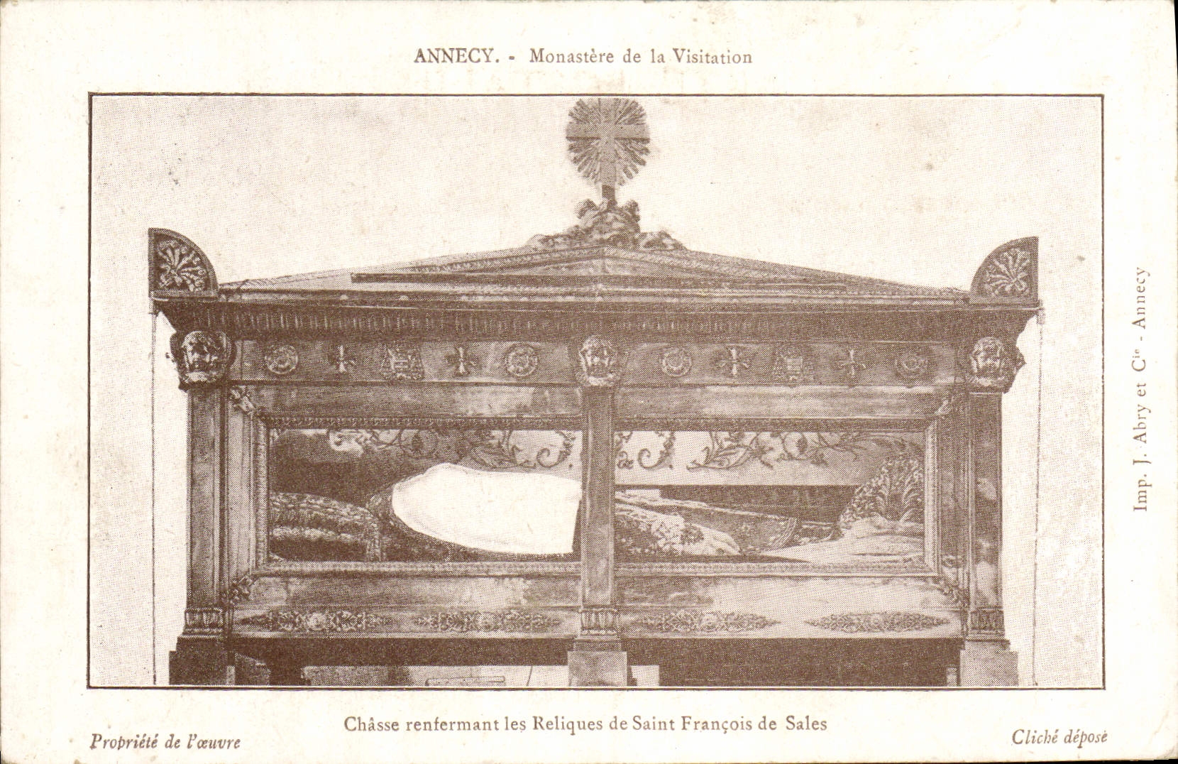 Annecy - Monastery of the Visitation — Relics of Saint François de Sales — Imp. J. Abry et Cie, Annecy