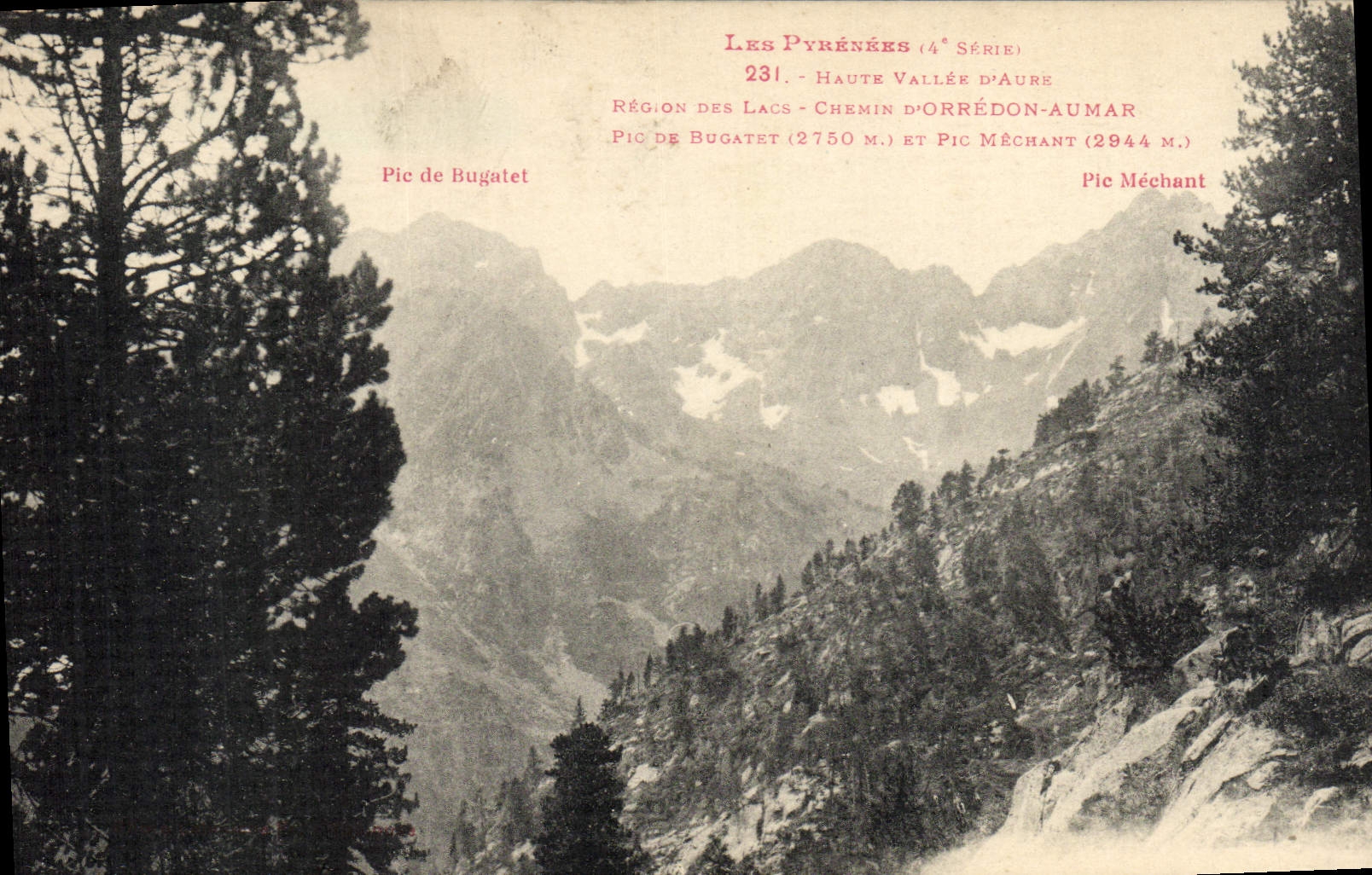 CPA Les Pyrenees Haute Vallee D'Aure Region Des Lacs Chamin D'Orredon Aumar Pic de Bugatet et pic Mechant