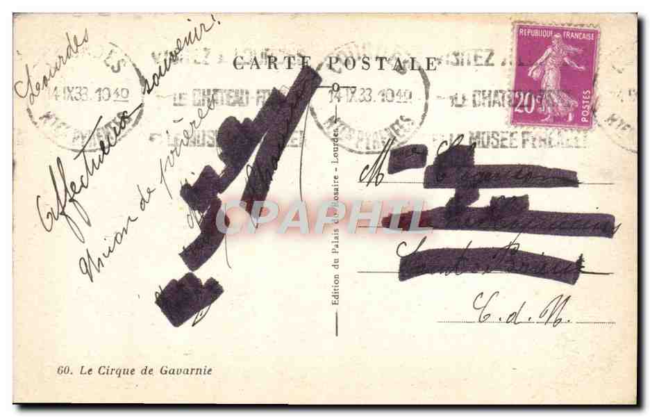 CPA Le Cirque De Gavarnie — Verso
