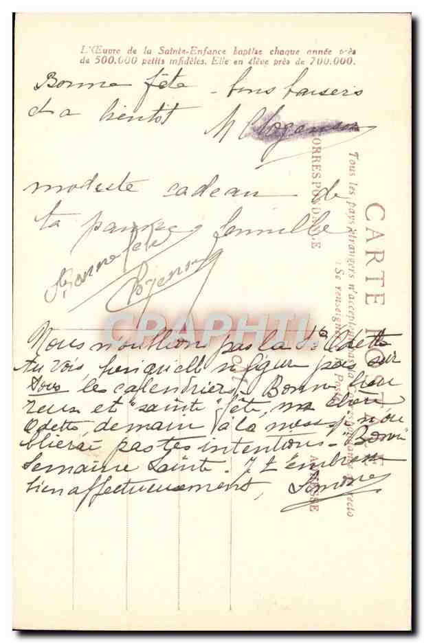 CPA La Priere De Sainte Genevieve Sur Paris Puvis de Chavannes — Verso