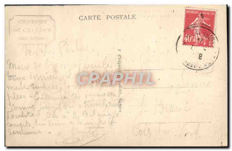 CPA Clisson Ruines A l'Interieur Du Chateau Entree De La Chapelle Arbre des Vendeens — Rückseite