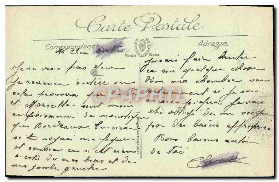 CPA Bordeaux Les Colonnes Restrales E Les Quinconces — Verso