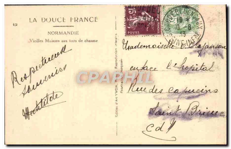 CPA La Douce France Normandie Vieilles Maisons Aux Toits De Chaume — Rückseite