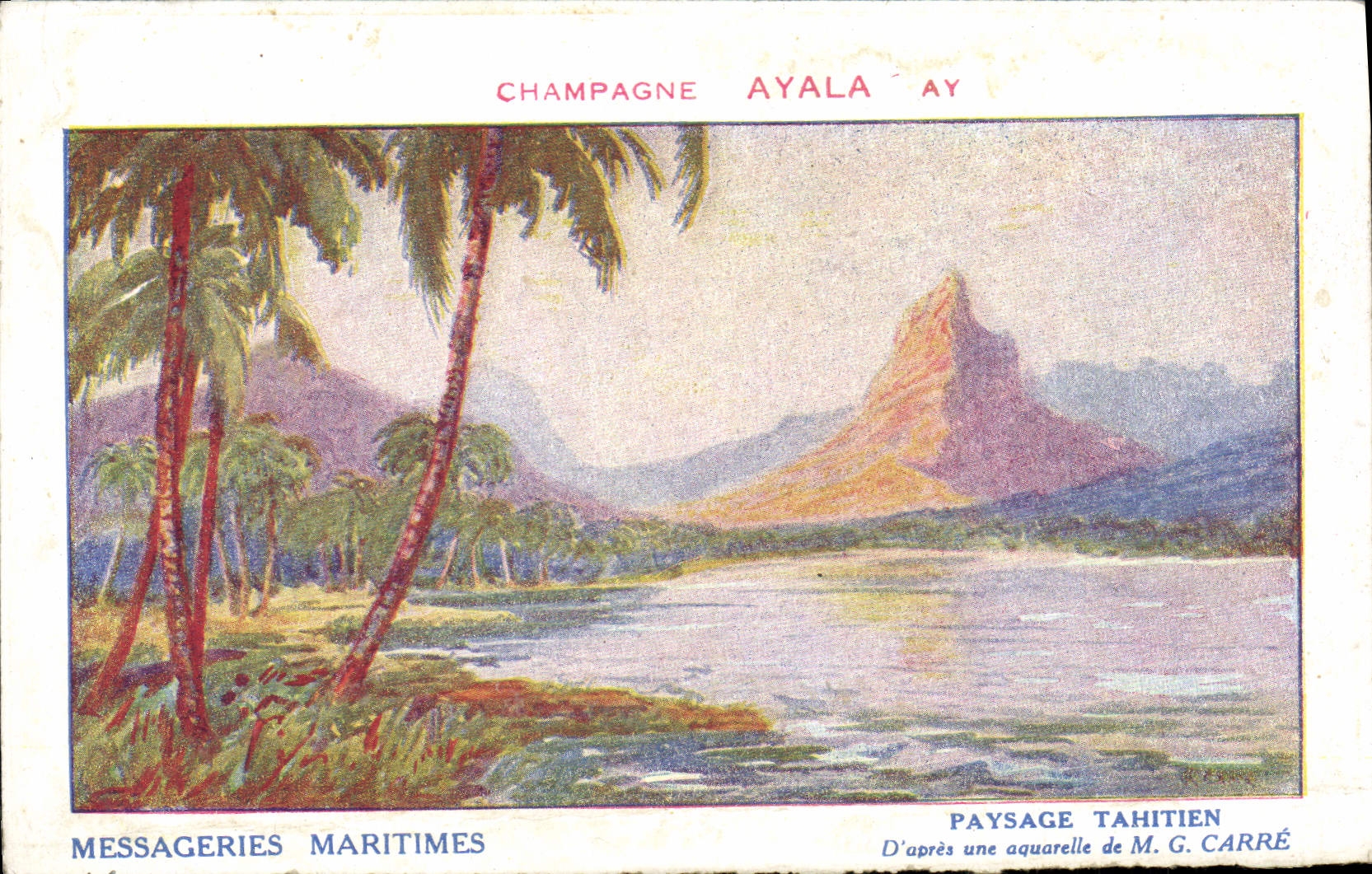 CPA Champagne Ayala Ay Messageries Maritimes Paysage Tahitien 