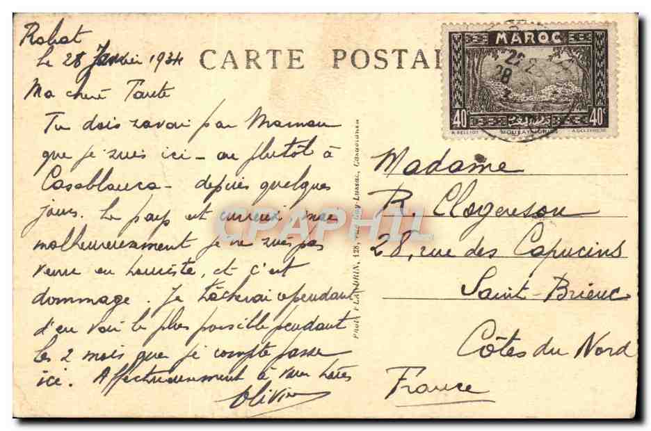 CPA Rabat Vision Marocaine Aux Oudayas  — Rückseite