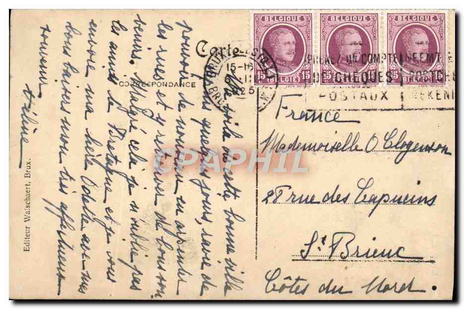 CPA Bruxelles Hotel De Ville — Verso