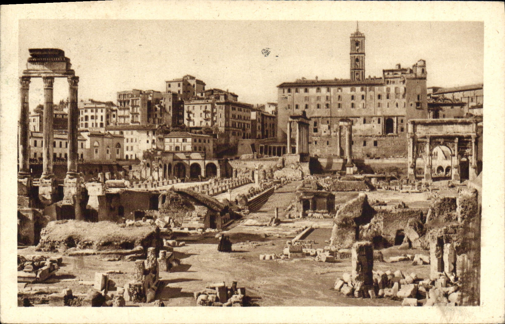 CPA Roma Foro Romano Con Il Fempio Di Castore a Polluce E La Basilica Giulia