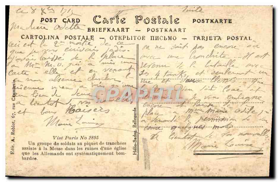 CPA Ce Que Les Allemands Font De Nos Eglises Secteur belge de l'Yser Militaria  — Rückseite