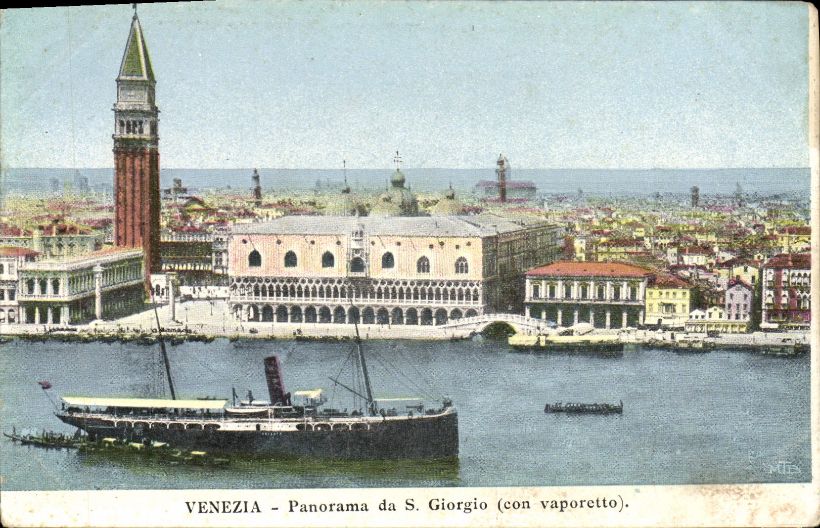 CPA Venezia Panorama Da S Girogio con Vaporetto Bateau 