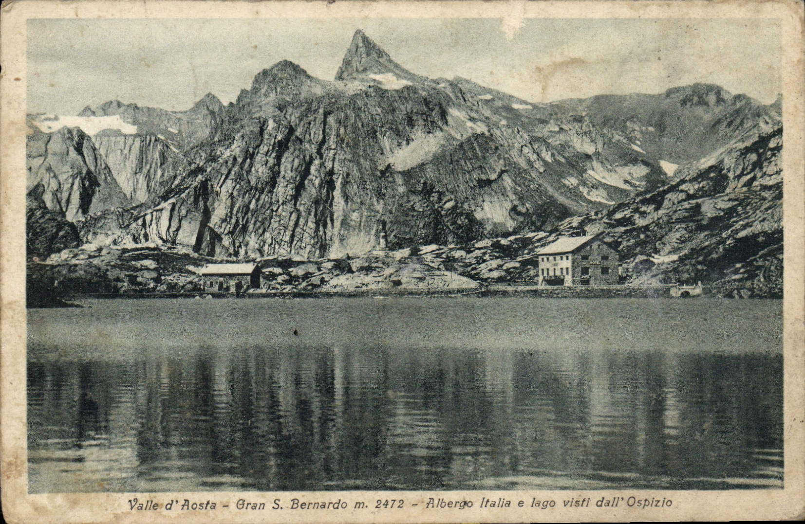 CPA Valle d'Aosta Gran S Bernardo Albergo Italia E Lago Visti Dall Ospizio