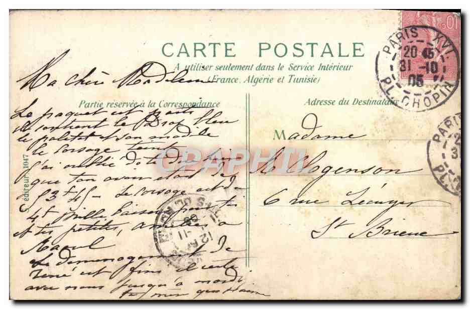 CPA Paris Pont des Arts et l'Institut — Rückseite
