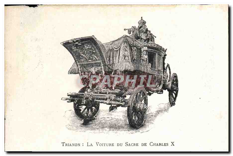Trianon : La Voiture du Sacre de Charles X — gravure historique