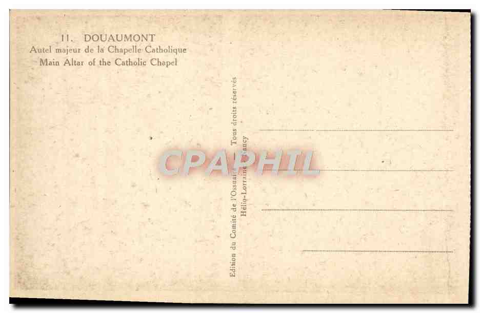 Autel majeur de la Chapelle Catholique à Douaumont — Édition du Comité de l'Ossuaire, Béthune-Lorraine, Nancy — Reverso