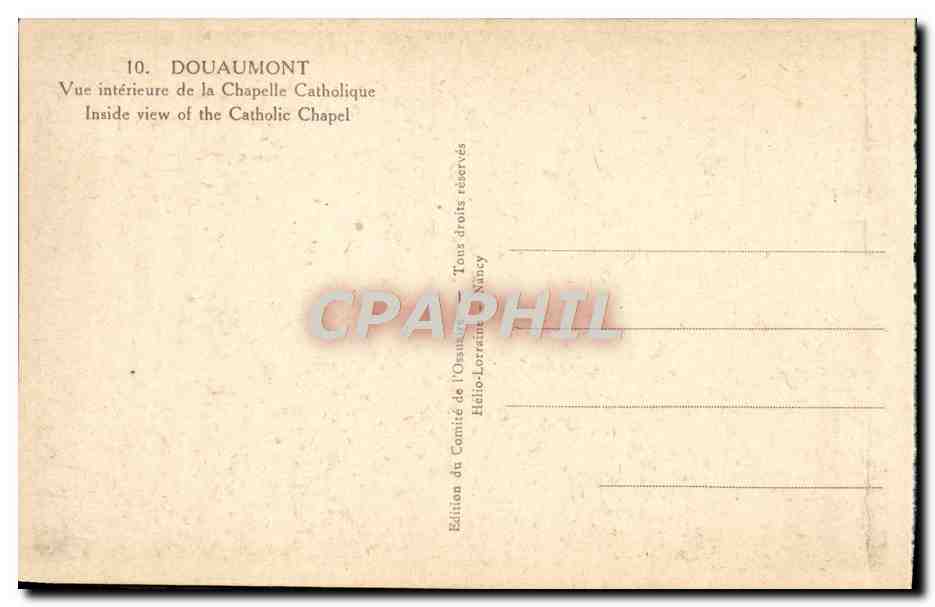 CPA Douaumont Vue interieure de la Chapelle Catholique — Rückseite