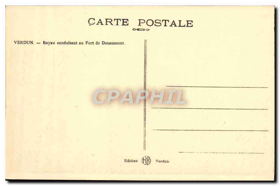 Verdun — Boisau conduisant au Fort de Douaumont — Édition Verdun — Verso