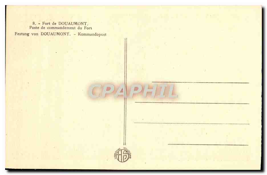 Fort de Douaumont — Poste de commandement — éditeur Véronin & Cie — Verso