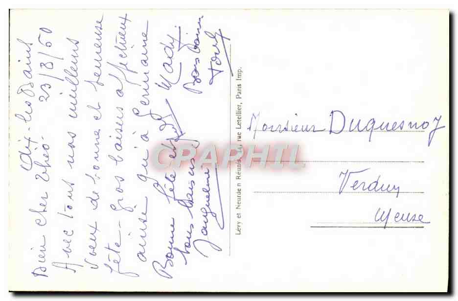 CPA Aix Les Bains Nouvel etablissement thermal Petriaux — Verso