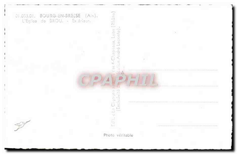 Bourg-en-Bresse (Ain) — L'Église de Brou — Exterieur — La Cigogne — Verso