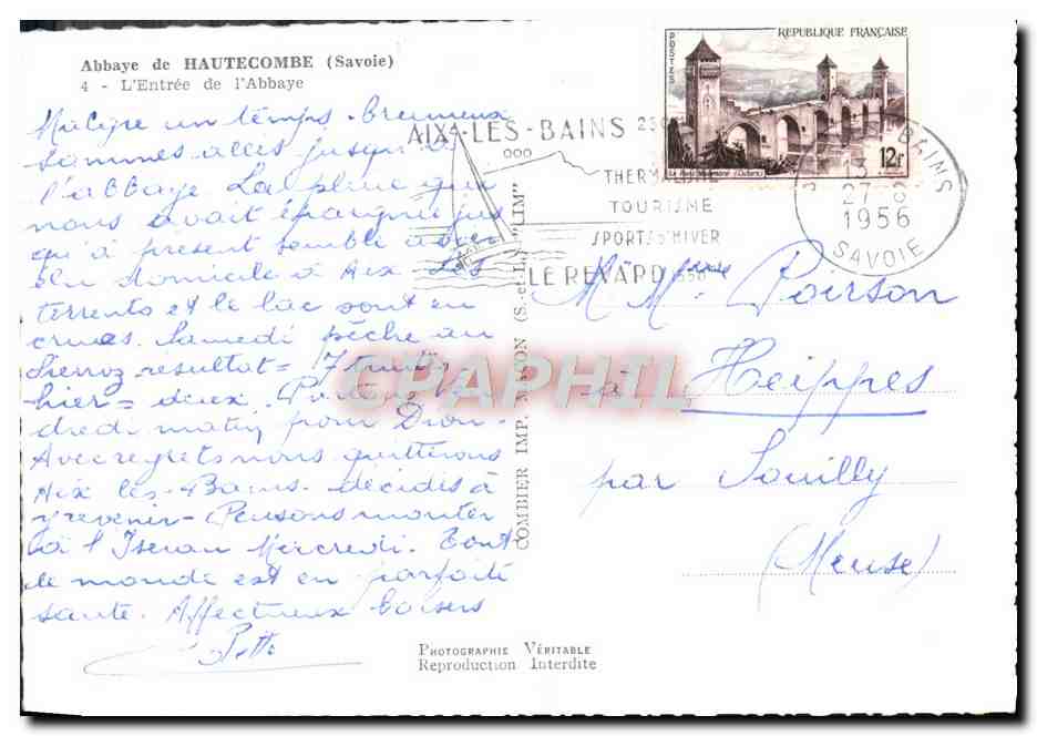 CPM Abbaye de Hautecombe Entree — Rückseite