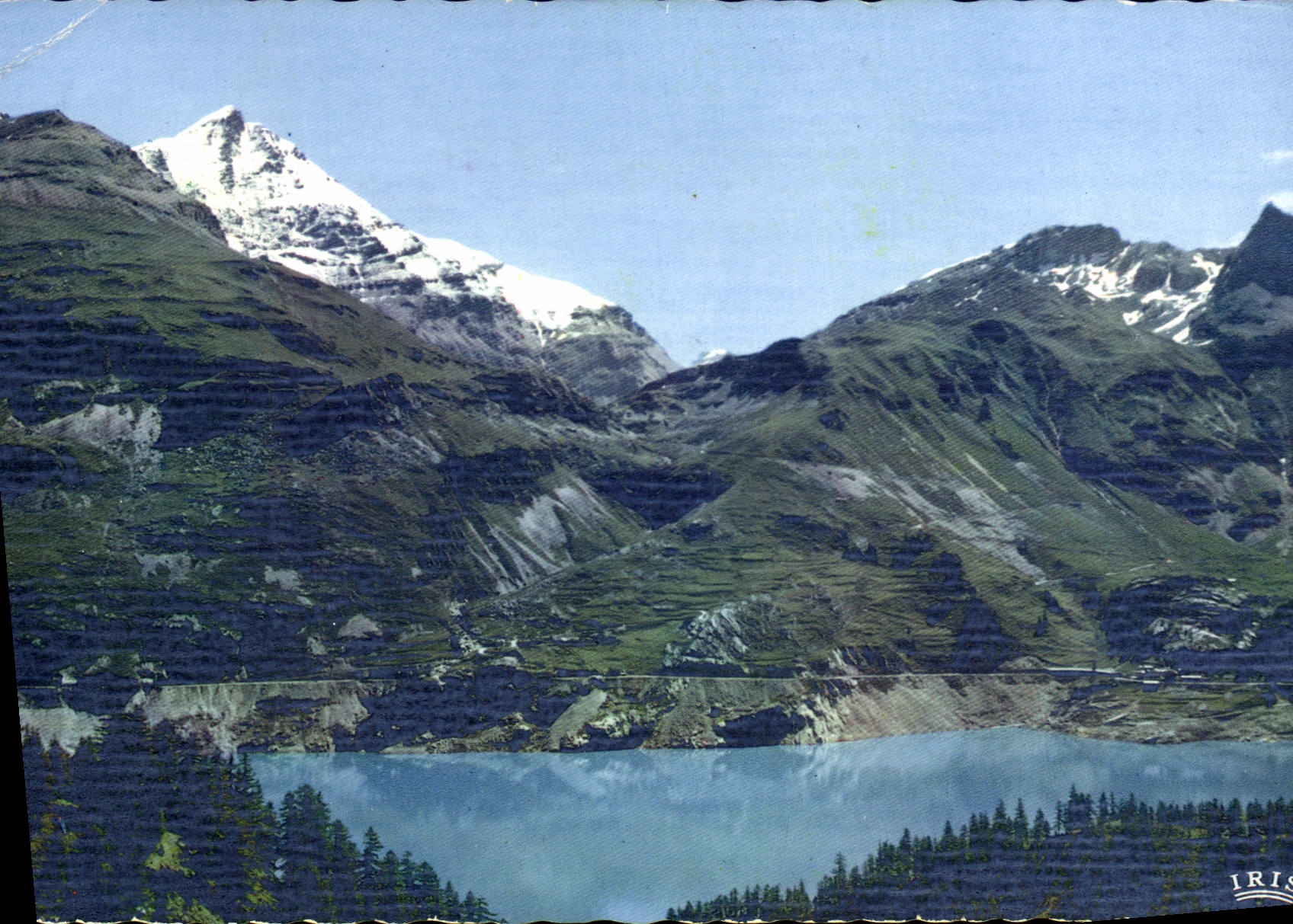 CPM Barrage de Tignes Le Lac artificiel et L'Aiguille de la Sassiere vus de la route de Tignes