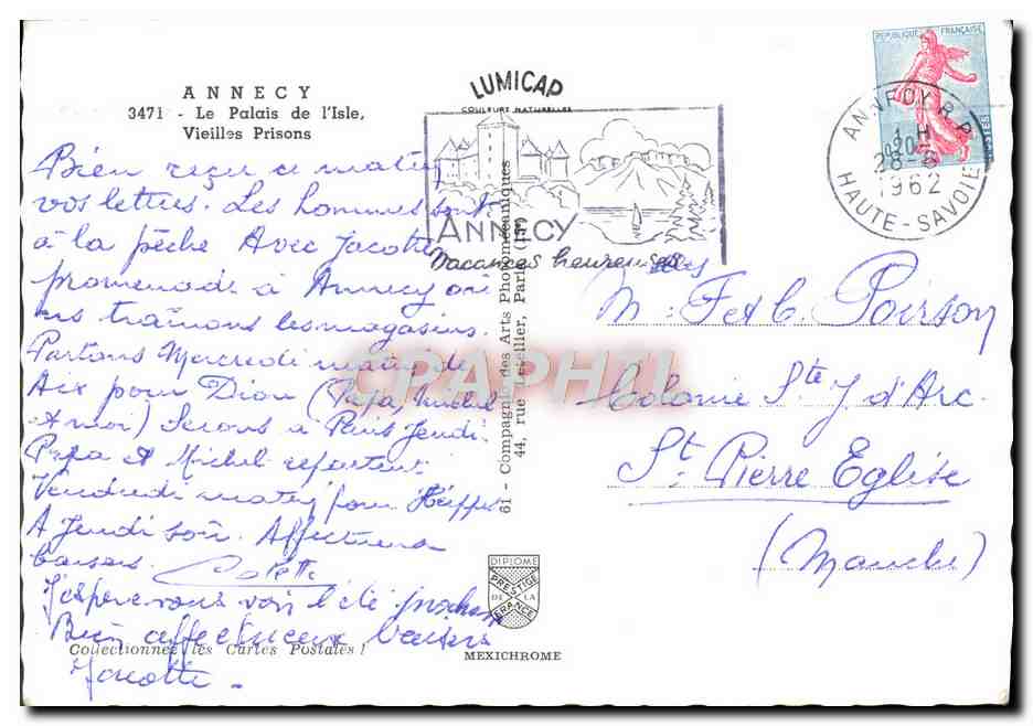 Le Palais de l'Isle, Annecy — éditeur IRIS, n° 3471 — Rückseite