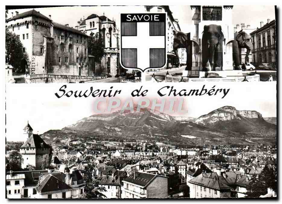 Chambéry — Vue générale, Château, Fontaine des Éléphants, Mont Penay — CPAPHIL