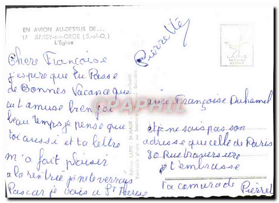 CPM En Avion Au Dessus De Juvisy Sur Orge L'Eglise — Back
