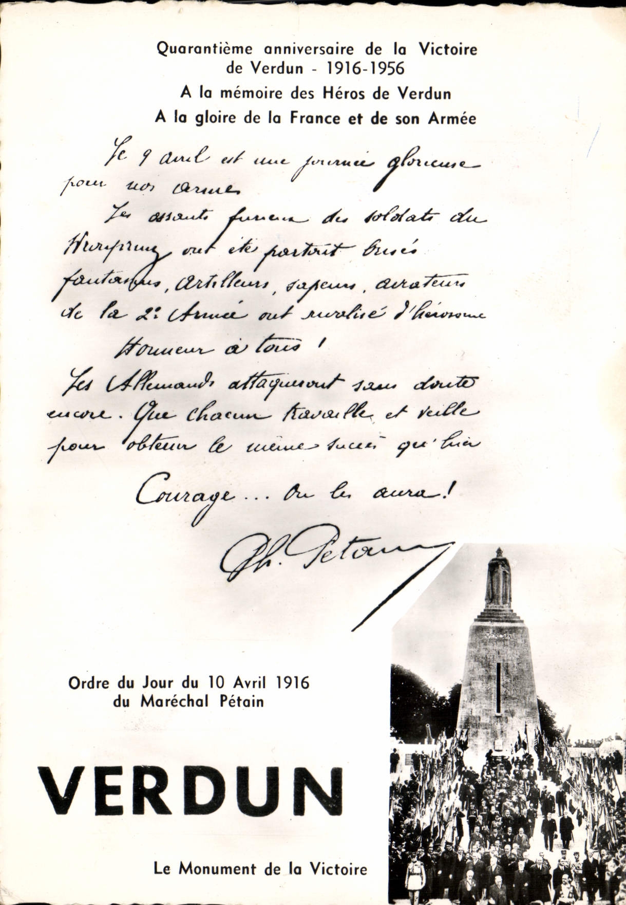 Verdun — Quarantième anniversaire de la Victoire 1916-1956 — Éditeur VENDUR