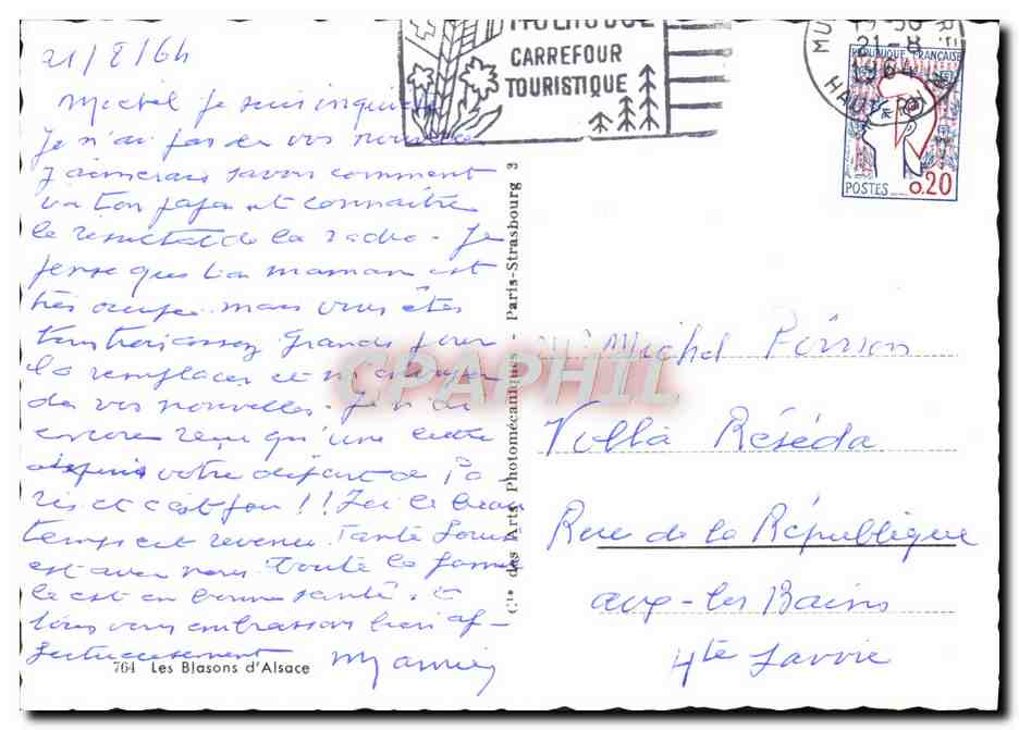 CPM Strasbourg Les Blaons D'Alsace Selestat Saverne Licorne lion  — Rückseite