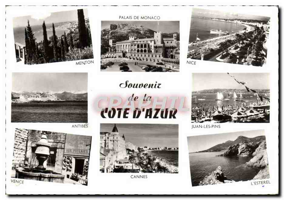 CPM Souvenier de le Cote D'Azur Monaco Menton Antibes Vence Cannes Juan les Pins Nice L(Esterel