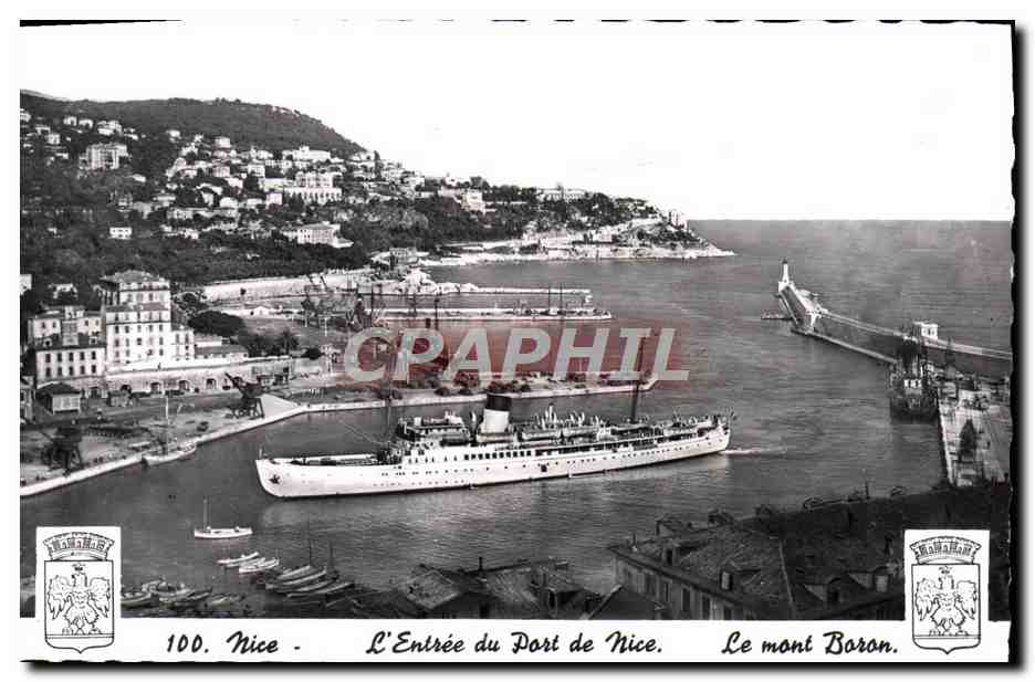CPM Nice L'Entree du Part de Nice Le mont Boron Bateau 