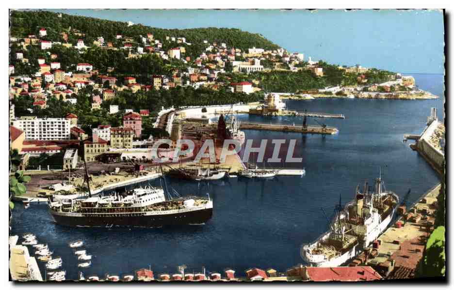 CPM Cote D'Azur Nice Le port et le courrier de Corse sortant de Port Bateau