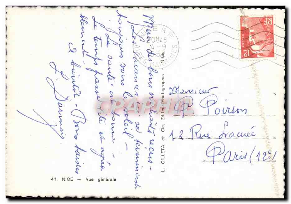 CPM Nice Vue Generale — Verso