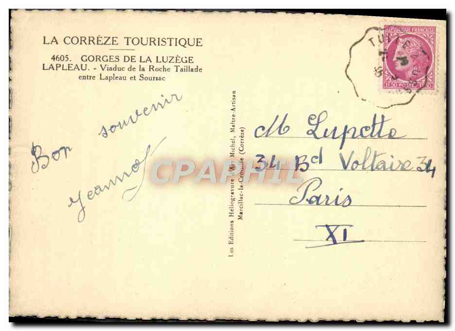 Viaduc de la Roche Taillade — Gorges de la Luzège — Éditions Michel, Marcelillac-la-Crûme — Rückseite