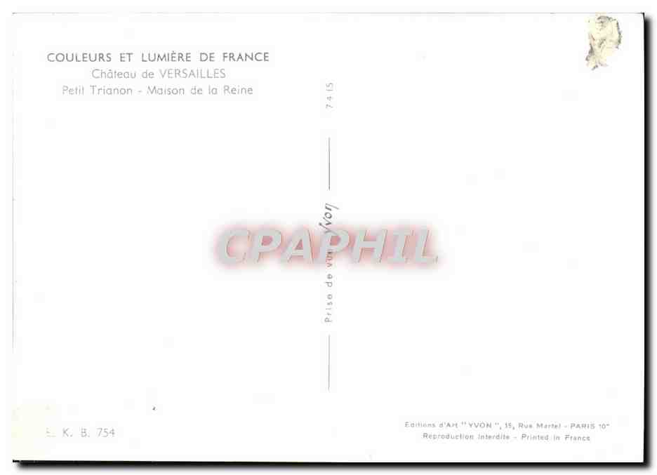 CPM Chateau de Versailles petit Tranon Maison de la Reine — Verso