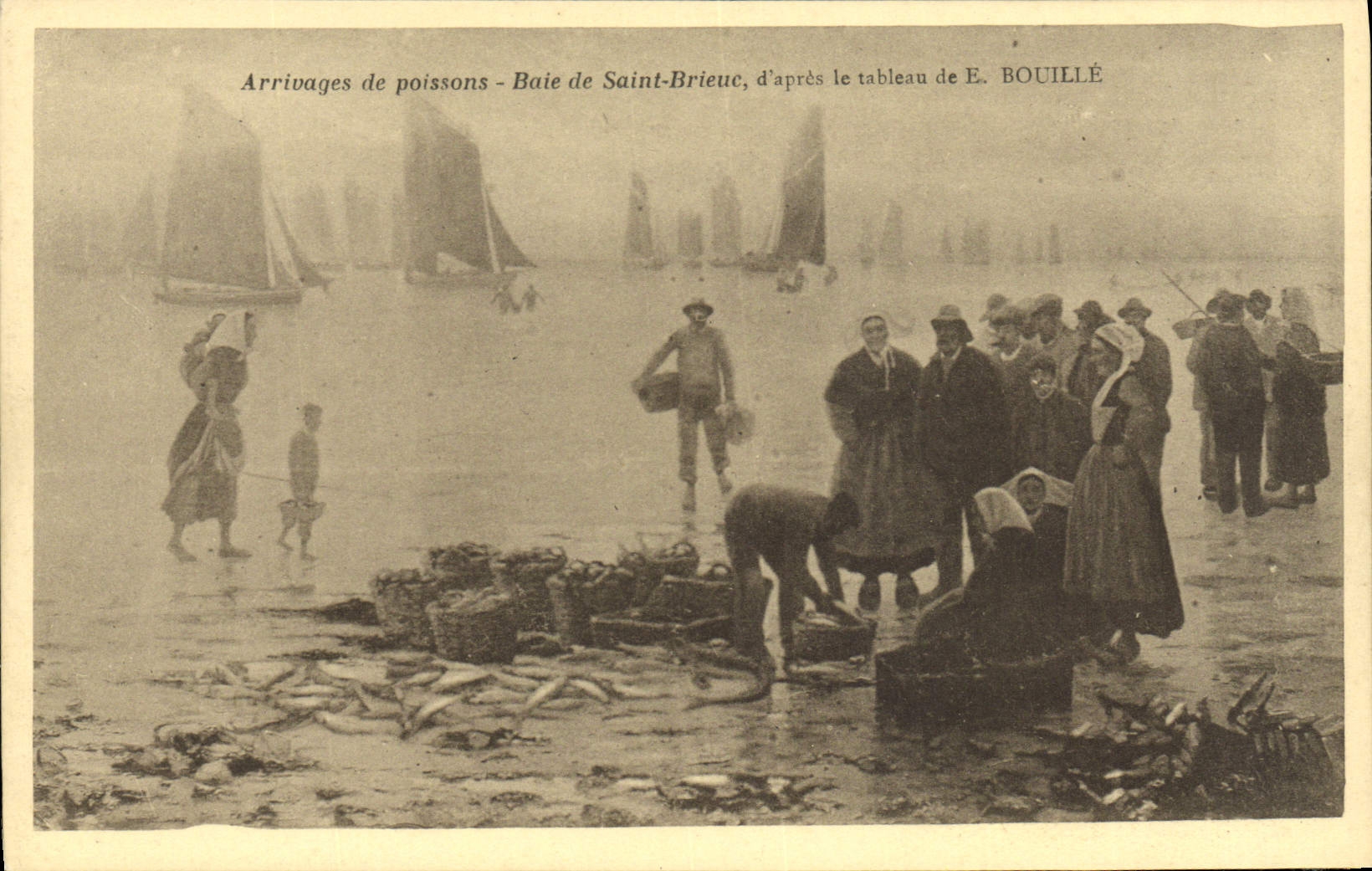 CPM Arrivages de poissons Baie de Saint Brieuc d'apres le tableau de Bouille