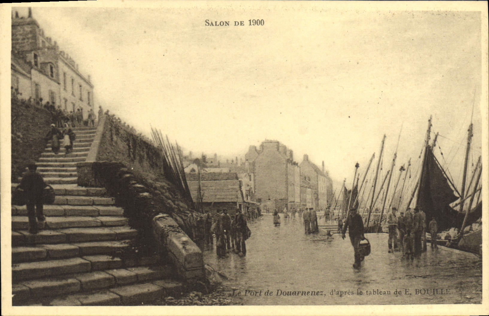 CPA Salon De 1900 Le Port de Douarnenez Bouille Bateaux 