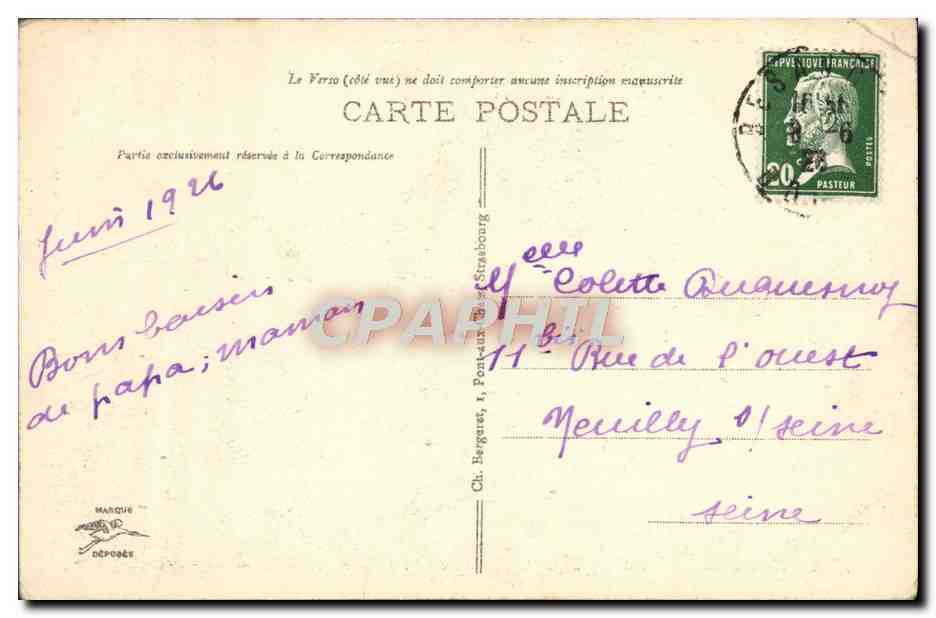 CPA Hans et Lina Cigognes Lisbeth  — Rückseite