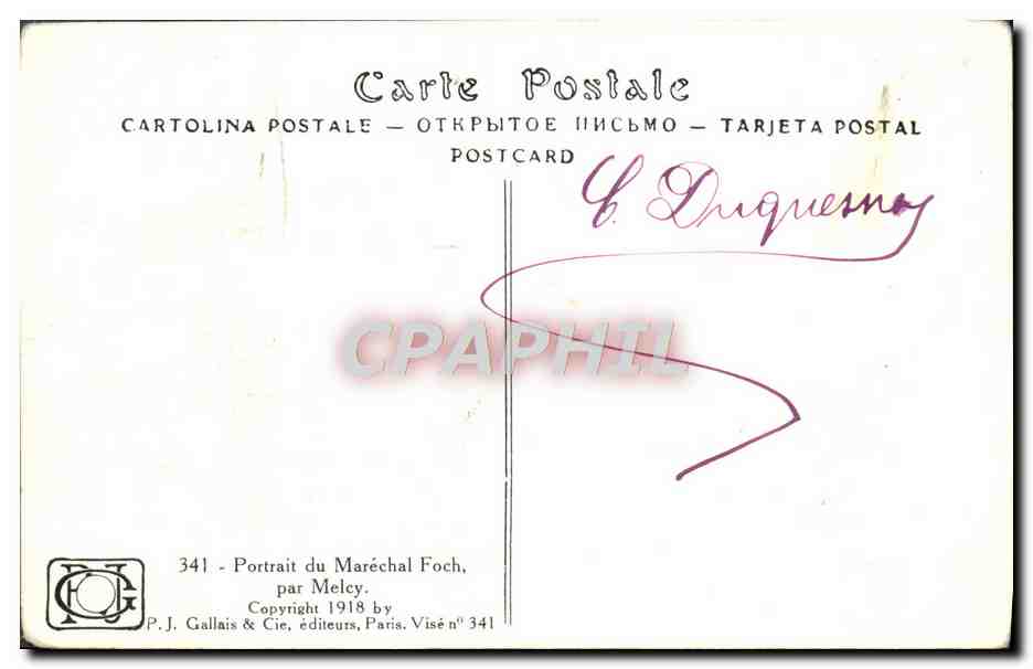 CPA Marechal Foch Militaria — Rückseite