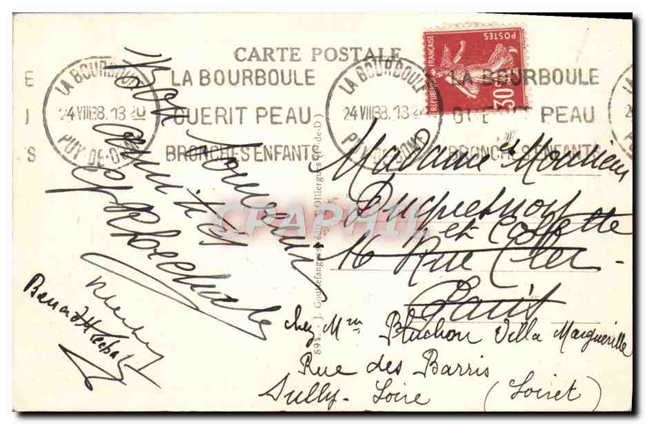 CPA L'Auvergne La Boulevard de L'Hotel de Ville et Thermes — Rückseite
