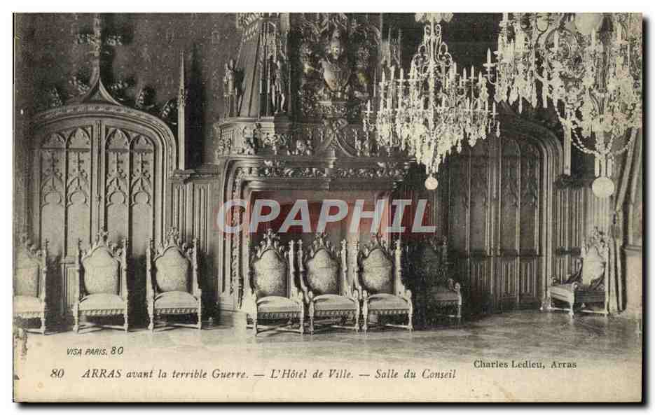 CPA Arras avant la terrible Guerre L'Hotel de Ville Salle du Conseil