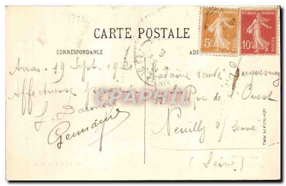 CPA Arras avant la terrible Guerre L'Hotel de Ville Salle du Conseil — Rückseite