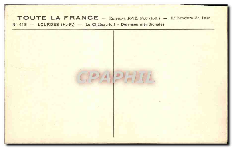CPA Lourdes Le Chateau fort Defenses meridionales — Verso