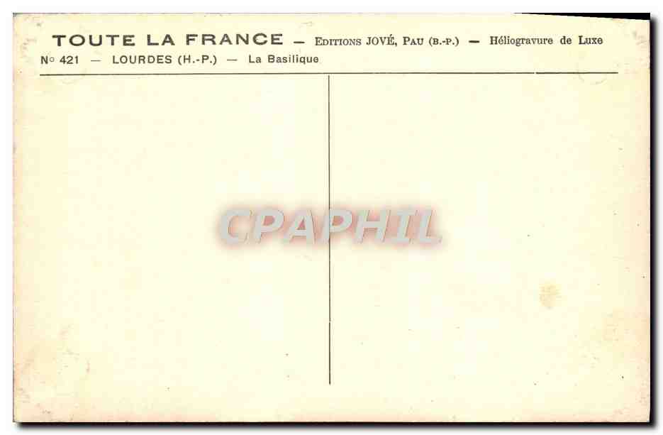 CPA Lourdes La Basilique — Verso