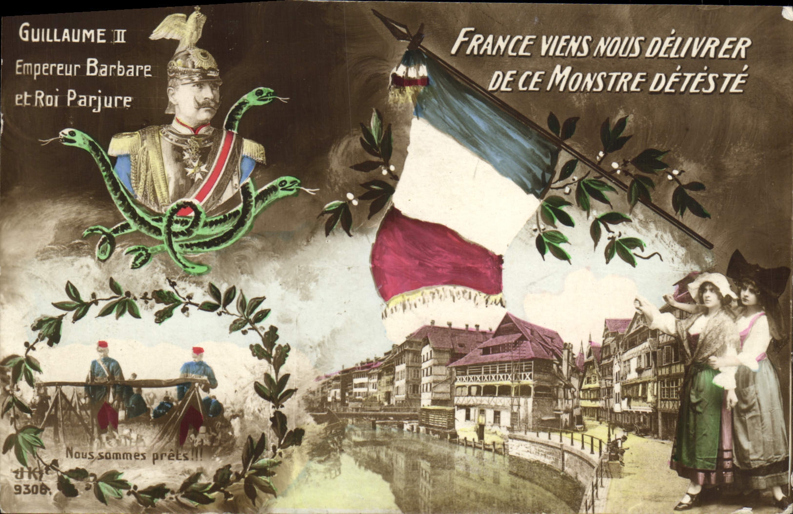CPA Guillaume Empereur II Barbare et Roi Parjure France Viens Nous Delivrer de ce Monstre Militaria Alsace Serpent