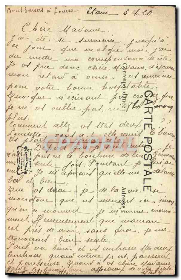 CPA Etain avant l'invasion Rue de Metz et Entree de la Ville Militaria  — Rückseite