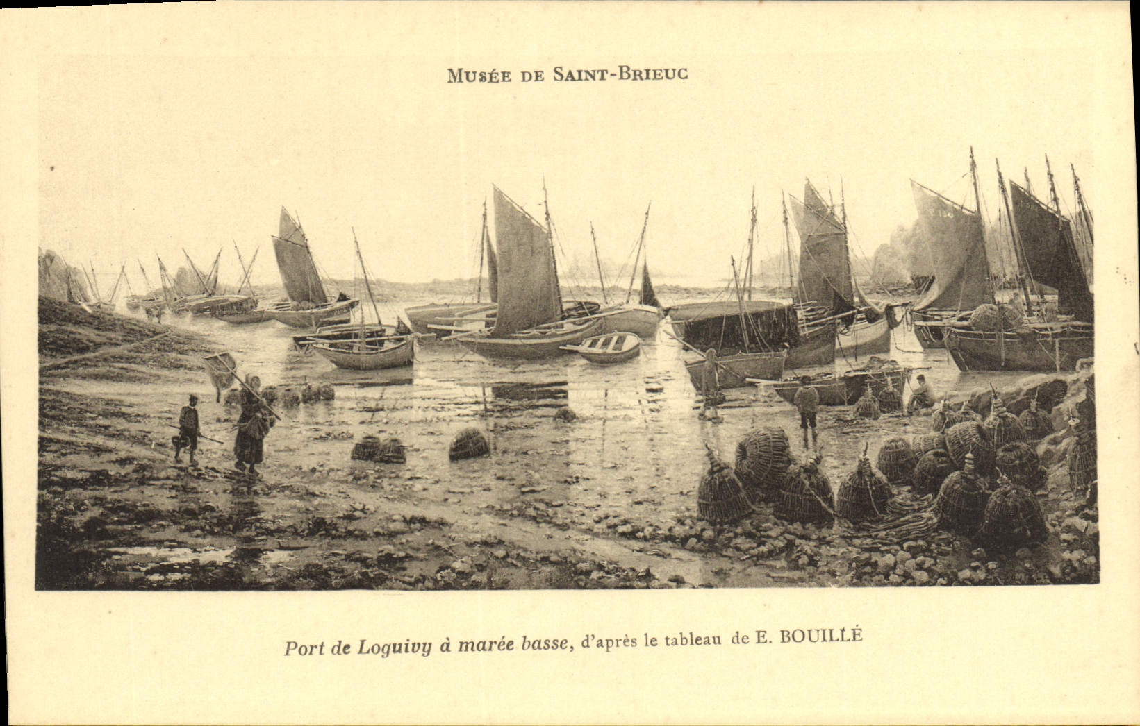 CPA Musee De Saint Brieuc Port de Loguivy a maree basse d'apres le tableau de Bouille Bateaux 