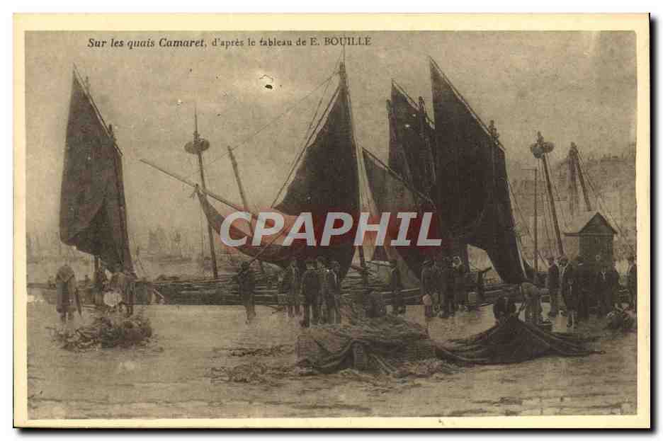 CPA Sur les quais Camaret d'apres le tableau de Bouille Bateaux