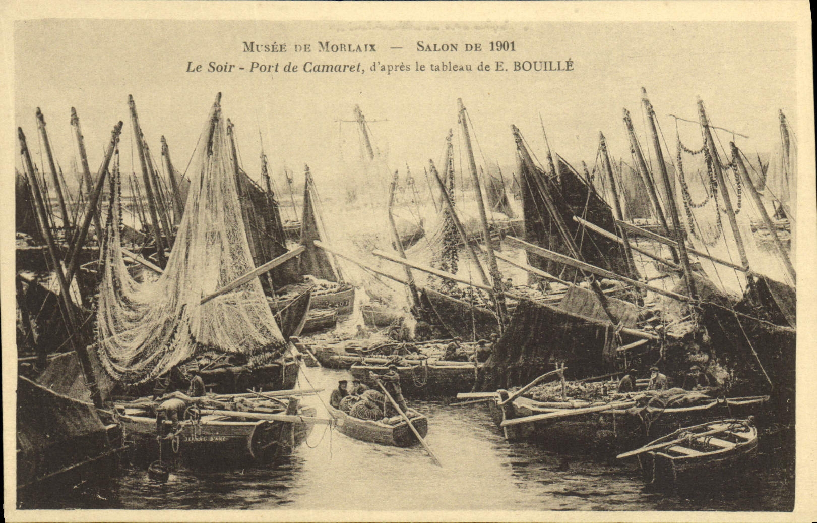 CPA Musee De Morlaix Salon de 1901 Le Soir Port de Camarel d'apres le tableau de Bouille Bateaux 
